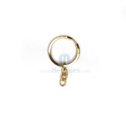 LL 026 HERRAJE LLAVERO PLANO CON CADENA DORADO 25 MM